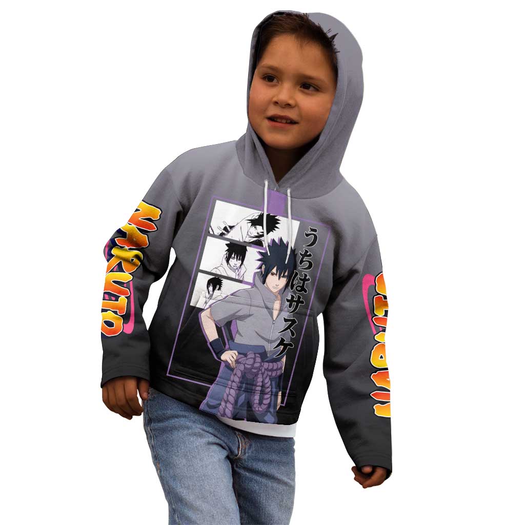 Sasuke Uchiha Naruto Kid Hoodie with Chidori and Intense Battle Pose Design - The Mazicc