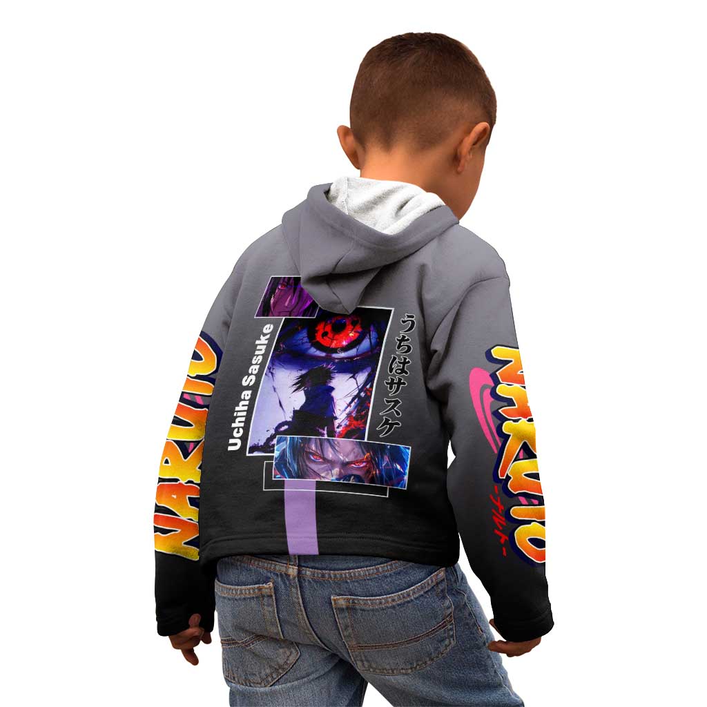 Sasuke Uchiha Naruto Kid Hoodie with Chidori and Intense Battle Pose Design - The Mazicc