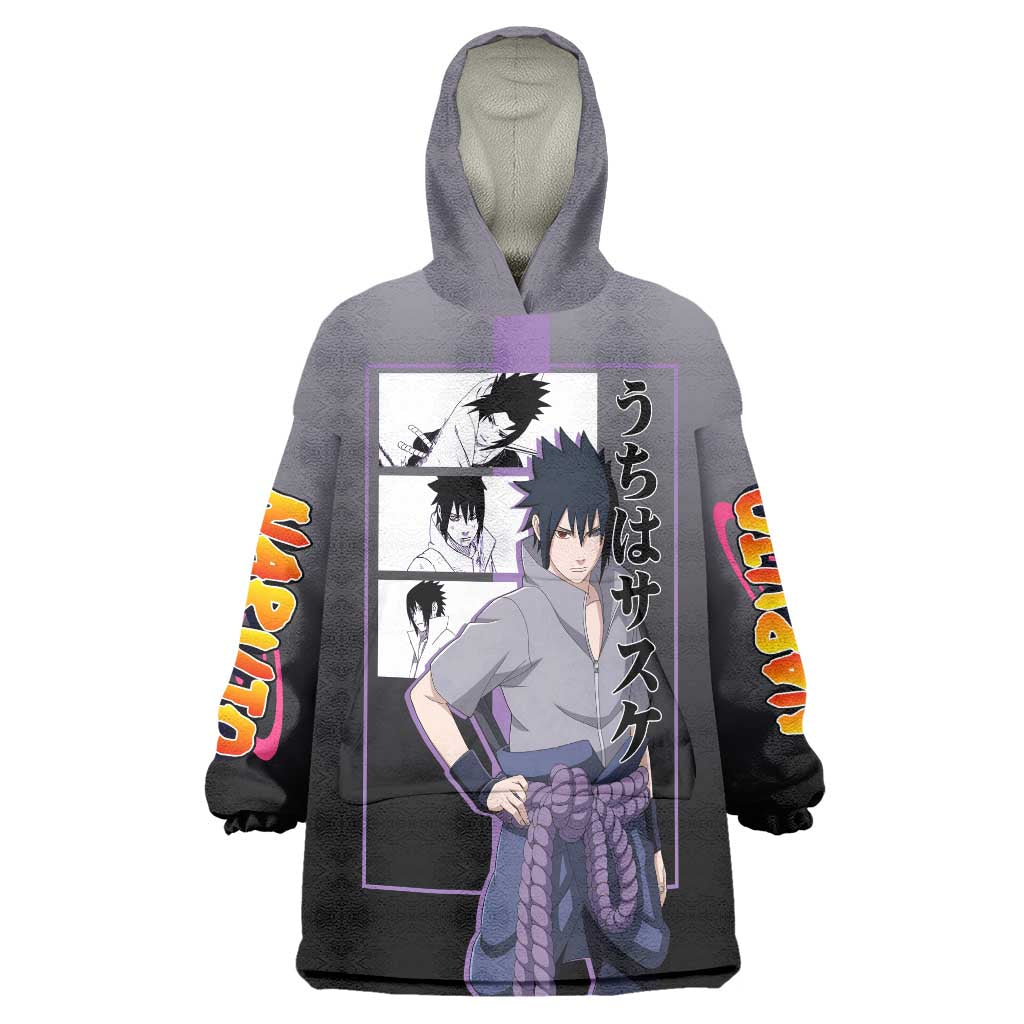 Sasuke Uchiha Naruto Wearable Blanket Hoodie with Chidori and Intense Battle Pose Design - The Mazicc