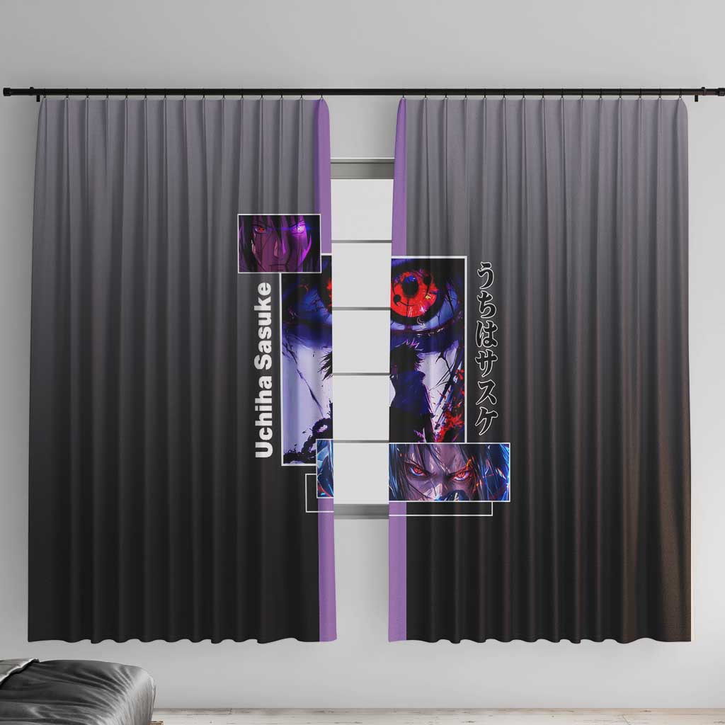 Sasuke Uchiha Naruto Window Curtain with Chidori and Intense Battle Pose Design - The Mazicc