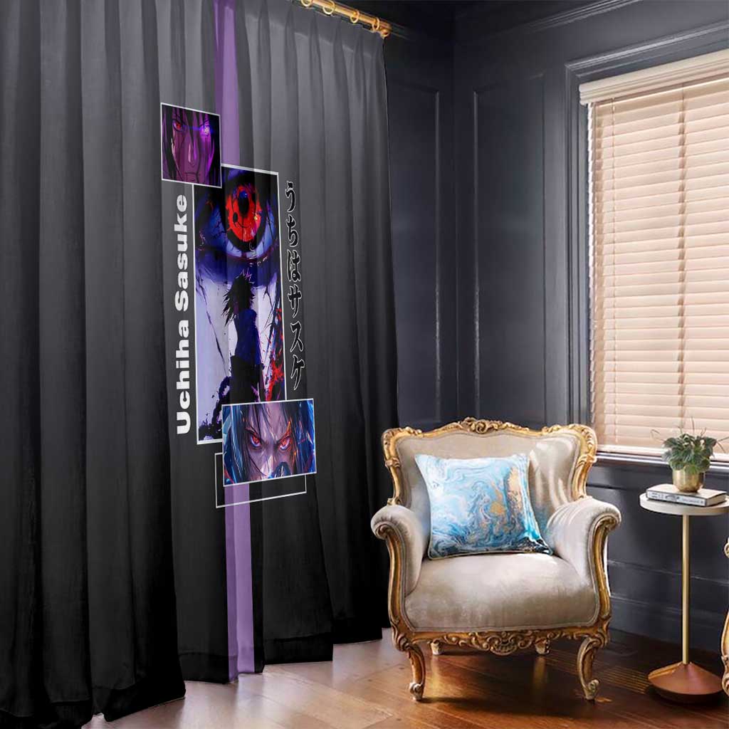 Sasuke Uchiha Naruto Window Curtain with Chidori and Intense Battle Pose Design - The Mazicc