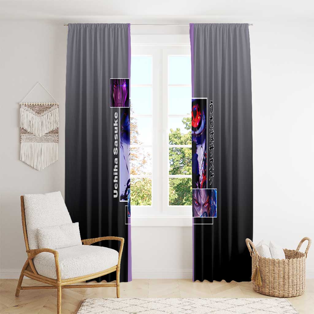 Sasuke Uchiha Naruto Window Curtain with Chidori and Intense Battle Pose Design - The Mazicc