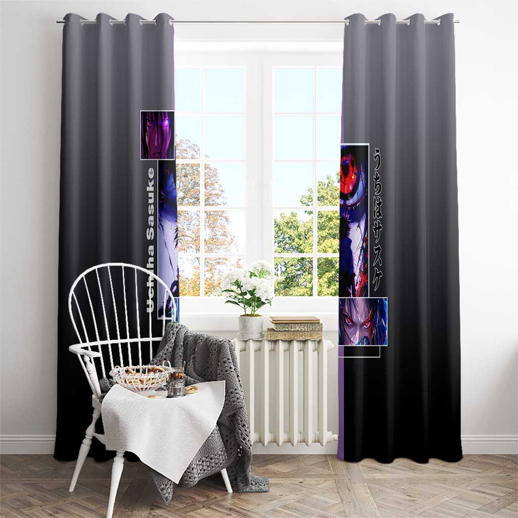 Sasuke Uchiha Naruto Window Curtain with Chidori and Intense Battle Pose Design - The Mazicc