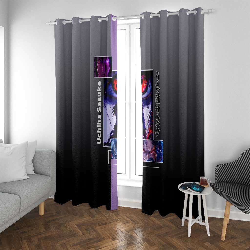 Sasuke Uchiha Naruto Window Curtain with Chidori and Intense Battle Pose Design - The Mazicc
