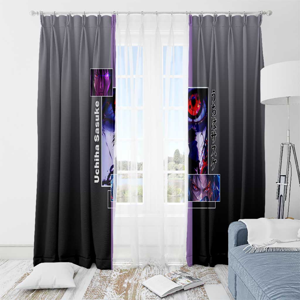Sasuke Uchiha Naruto Window Curtain with Chidori and Intense Battle Pose Design - The Mazicc