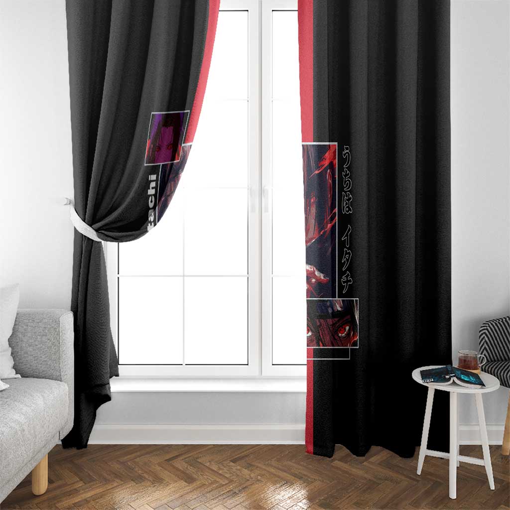 Itachi Uchiha Naruto Window Curtain with Sharingan Eyes and Mysterious Ninja Pose Design - The Mazicc