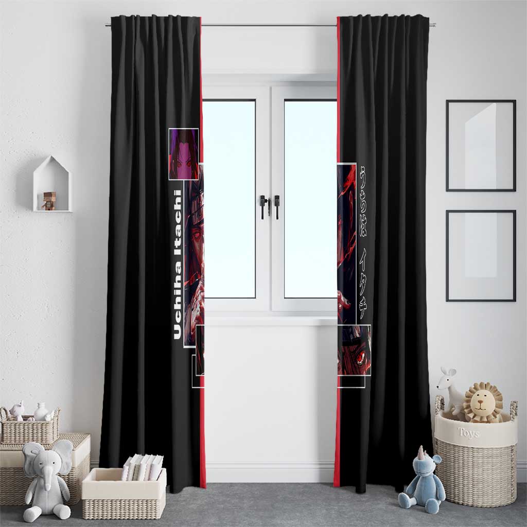 Itachi Uchiha Naruto Window Curtain with Sharingan Eyes and Mysterious Ninja Pose Design - The Mazicc