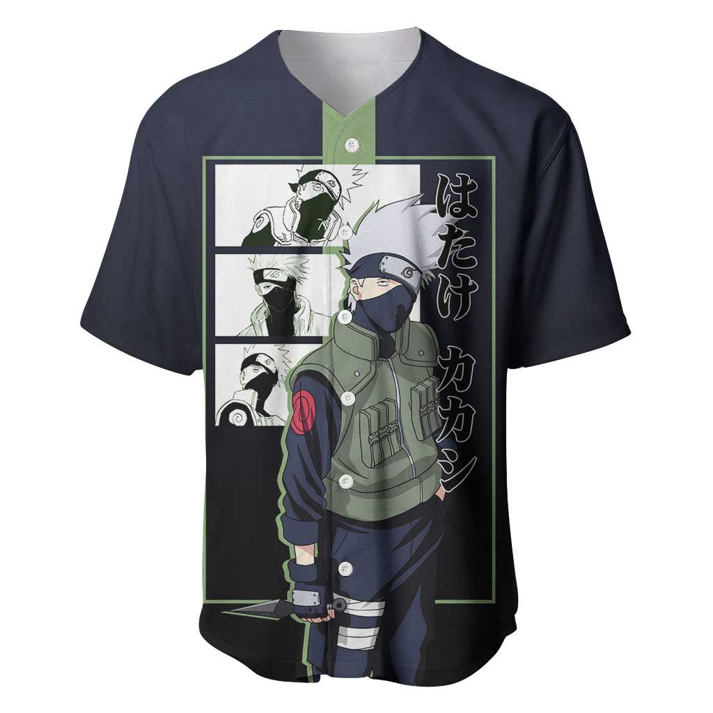 Kakashi Hatake Naruto Baseball Jersey with Sharingan Eye and Dynamic Ninja Pose Design - The Mazicc