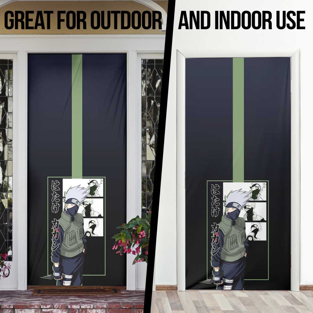 Kakashi Hatake Naruto Door Cover with Sharingan Eye and Dynamic Ninja Pose Design - The Mazicc