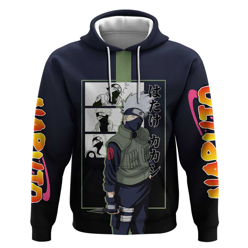Kakashi Hatake Naruto Hoodie with Sharingan Eye and Dynamic Ninja Pose Design - The Mazicc