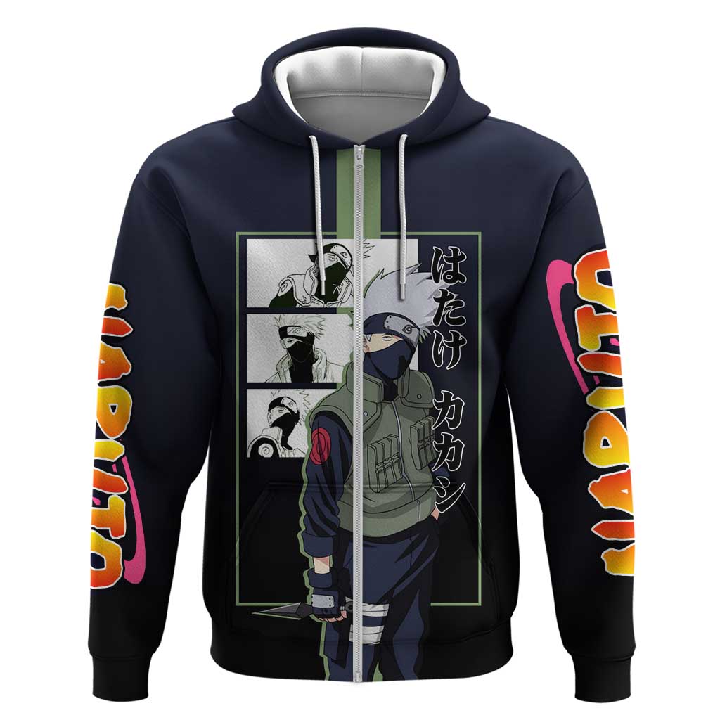 Kakashi Hatake Naruto Hoodie with Sharingan Eye and Dynamic Ninja Pose Design - The Mazicc