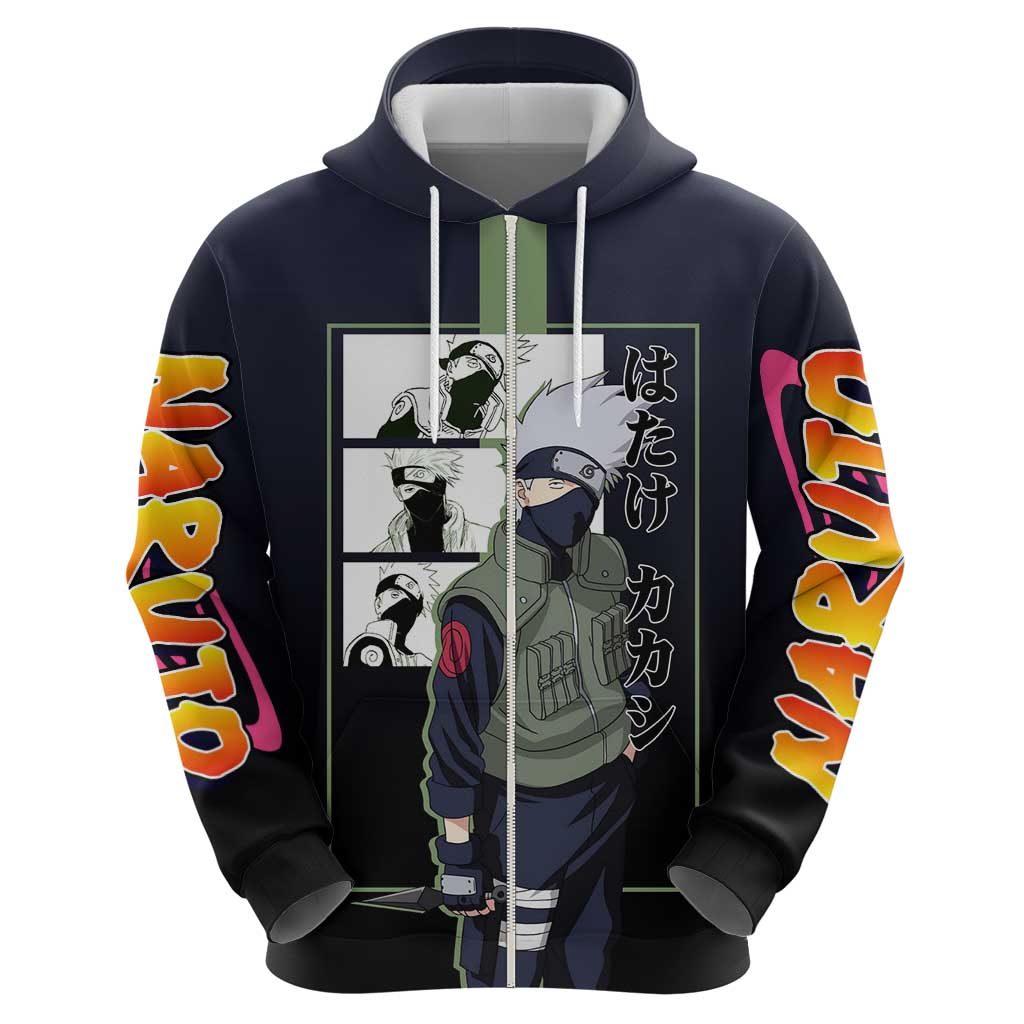 Kakashi Hatake Naruto Hoodie with Sharingan Eye and Dynamic Ninja Pose Design - The Mazicc