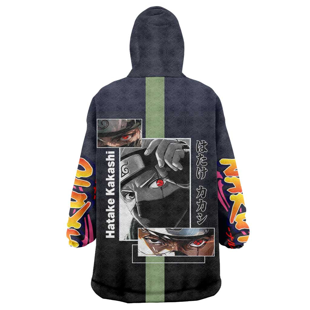 Kakashi Hatake Naruto Wearable Blanket Hoodie with Sharingan Eye and Dynamic Ninja Pose Design - The Mazicc
