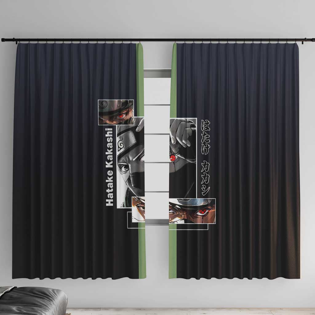 Kakashi Hatake Naruto Window Curtain with Sharingan Eye and Dynamic Ninja Pose Design - The Mazicc