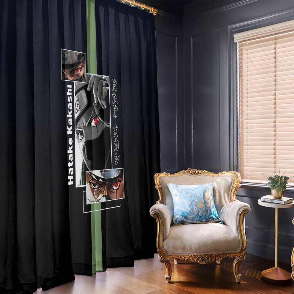 Kakashi Hatake Naruto Window Curtain with Sharingan Eye and Dynamic Ninja Pose Design - The Mazicc