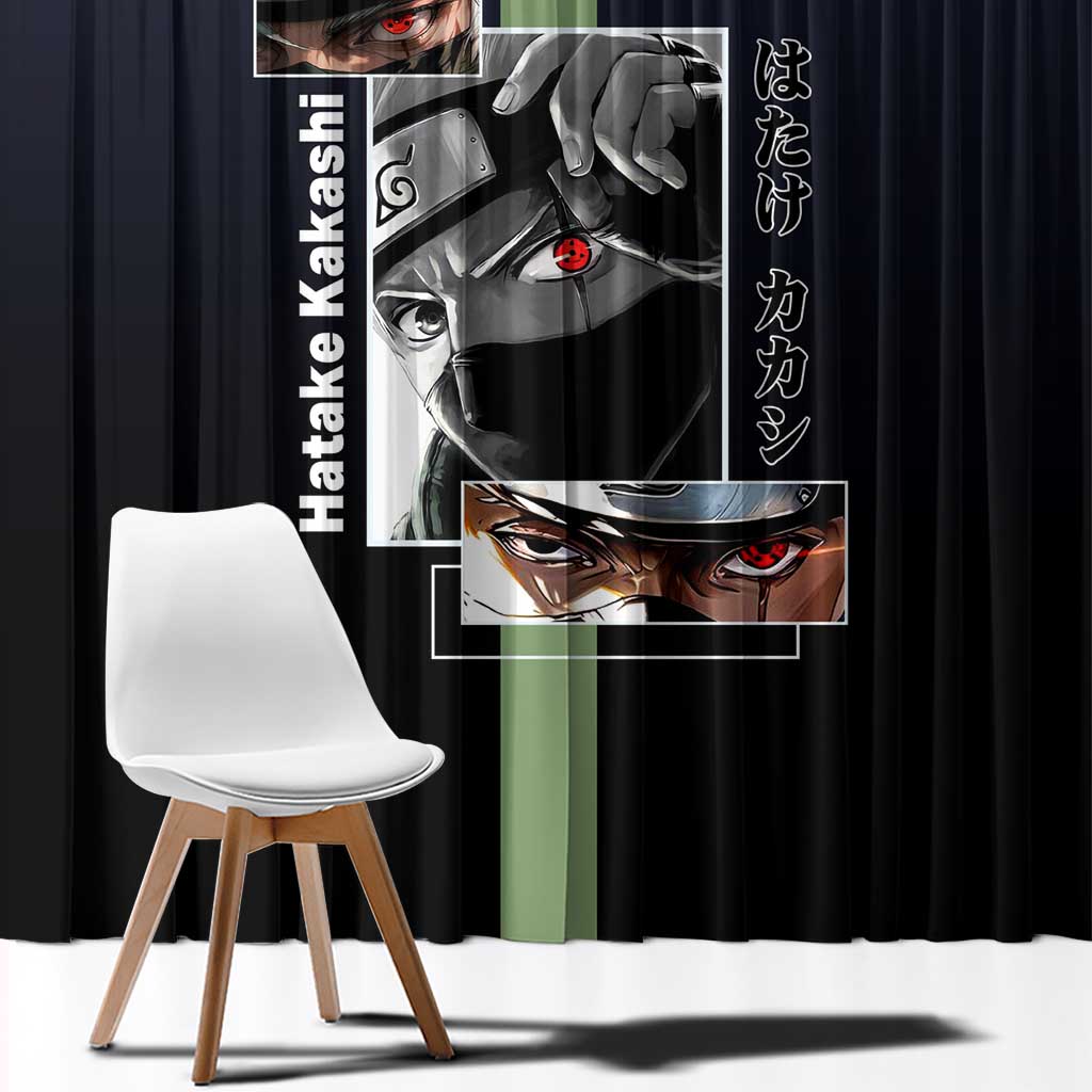 Kakashi Hatake Naruto Window Curtain with Sharingan Eye and Dynamic Ninja Pose Design - The Mazicc