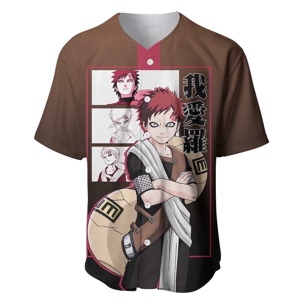 Gaara Naruto Baseball Jersey Sand Powers and Fierce Battle Pose Design - The Mazicc