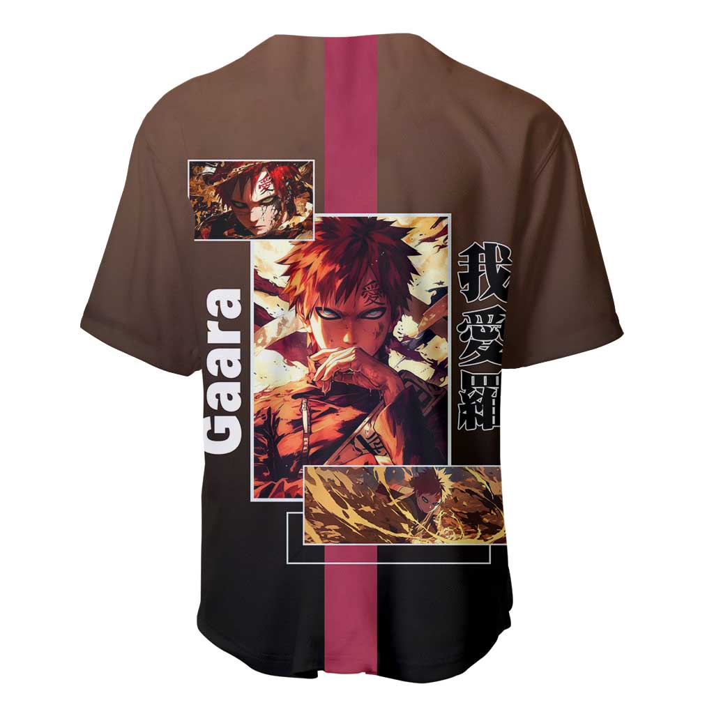 Gaara Naruto Baseball Jersey Sand Powers and Fierce Battle Pose Design - The Mazicc
