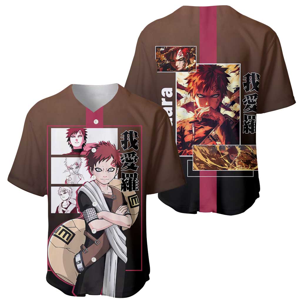 Gaara Naruto Baseball Jersey Sand Powers and Fierce Battle Pose Design - The Mazicc