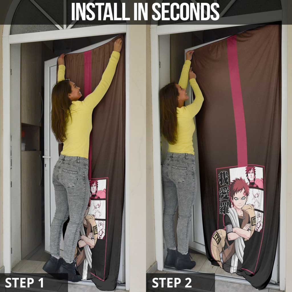 Gaara Naruto Door Cover Sand Powers and Fierce Battle Pose Design - The Mazicc