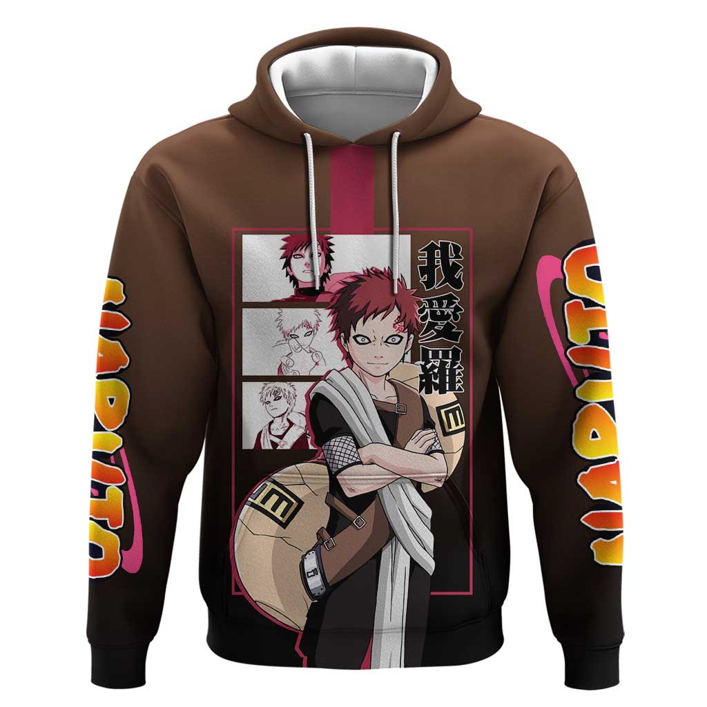 Gaara Naruto Hoodie Sand Powers and Fierce Battle Pose Design - The Mazicc