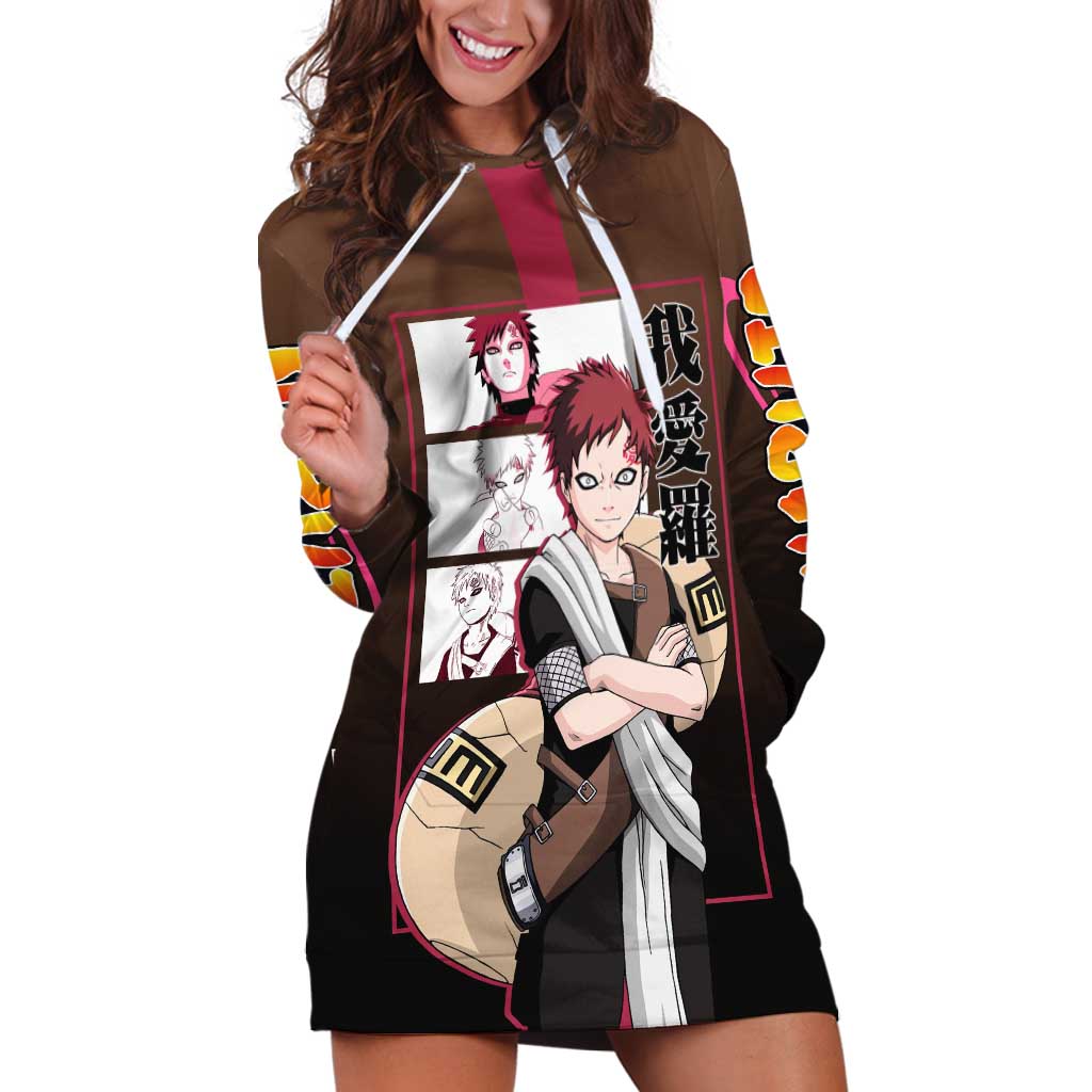 Gaara Naruto Hoodie Dress Sand Powers and Fierce Battle Pose Design - The Mazicc