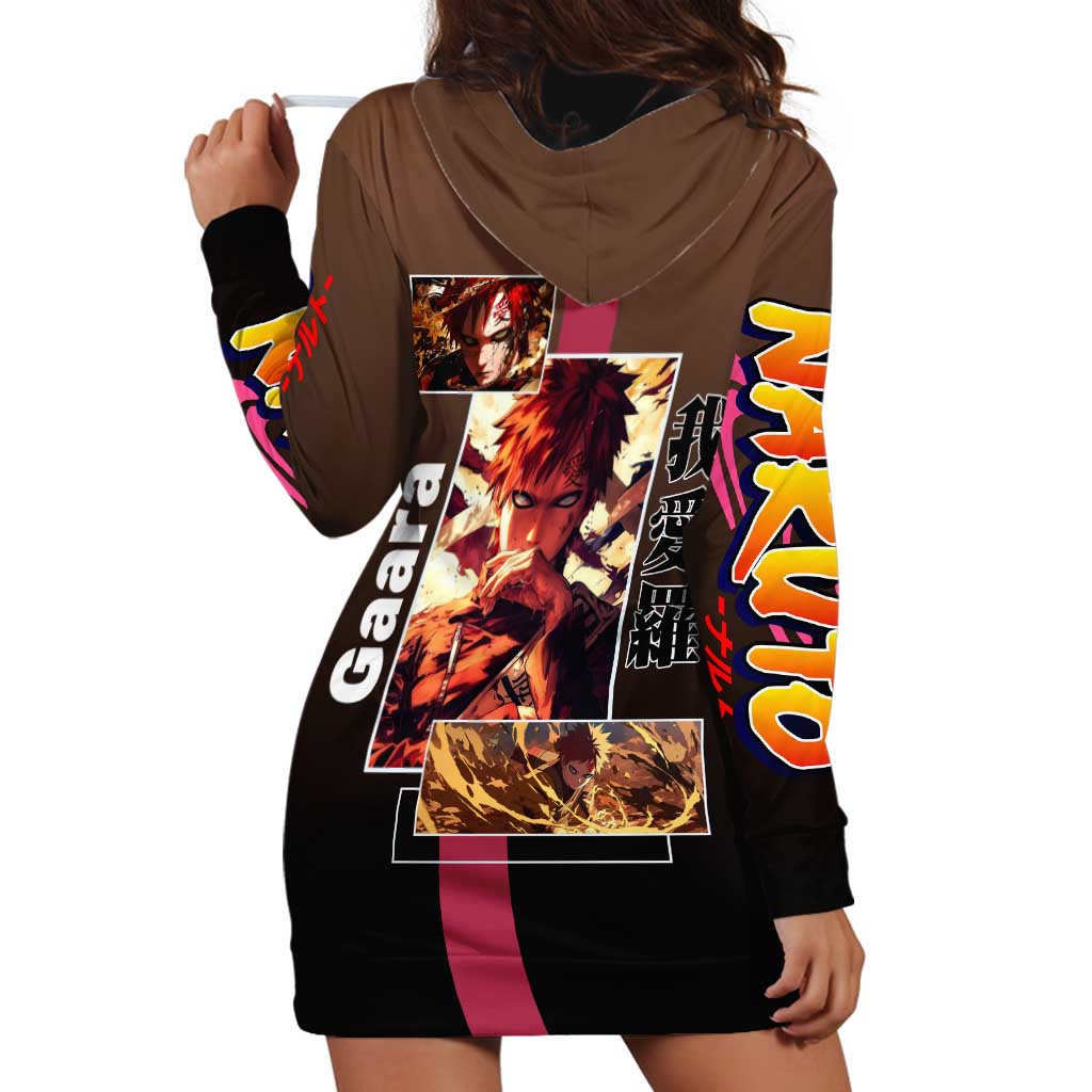 Gaara Naruto Hoodie Dress Sand Powers and Fierce Battle Pose Design - The Mazicc