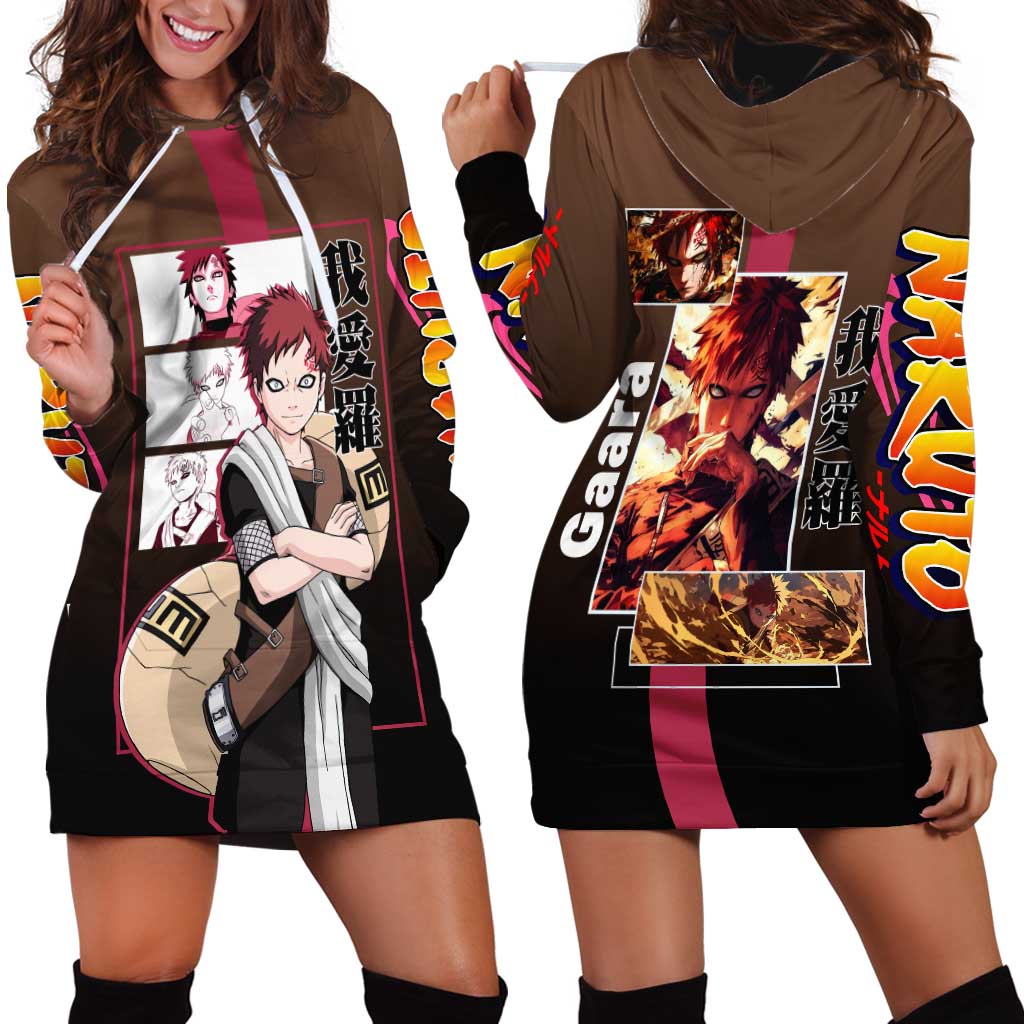 Gaara Naruto Hoodie Dress Sand Powers and Fierce Battle Pose Design - The Mazicc