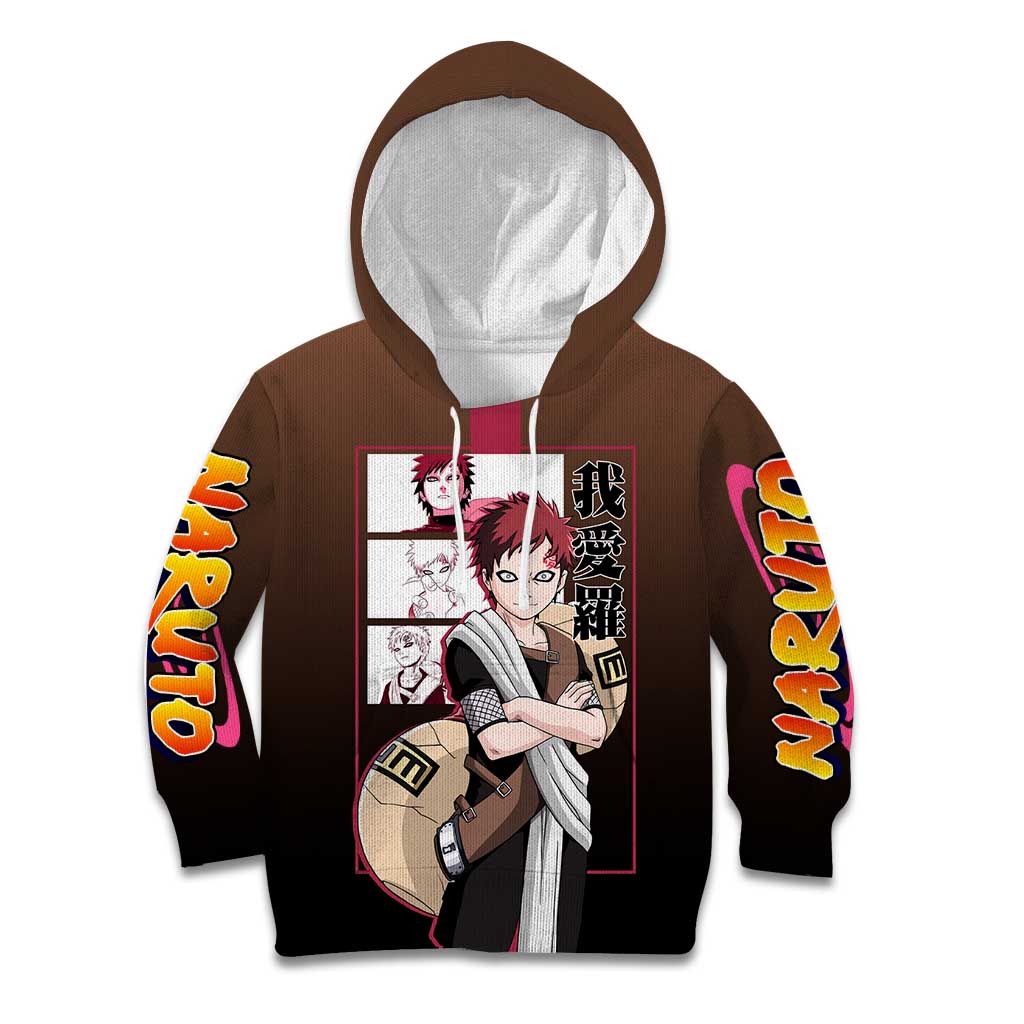 Gaara Naruto Kid Hoodie Sand Powers and Fierce Battle Pose Design - The Mazicc