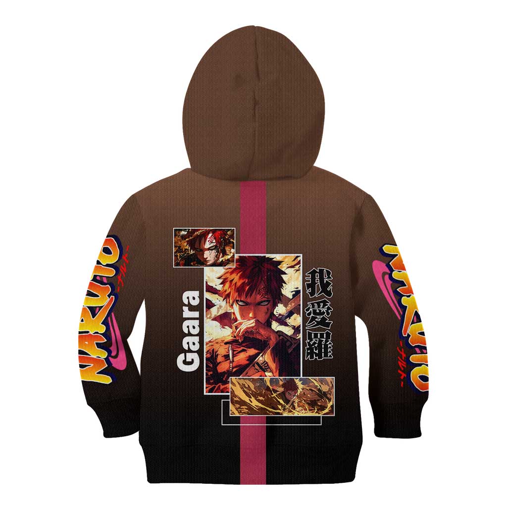Gaara Naruto Kid Hoodie Sand Powers and Fierce Battle Pose Design - The Mazicc