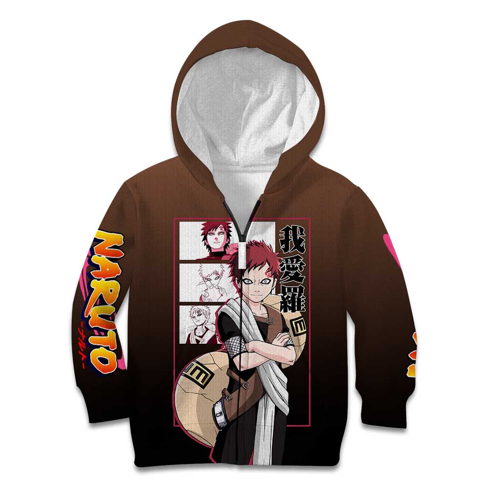 Gaara Naruto Kid Hoodie Sand Powers and Fierce Battle Pose Design - The Mazicc