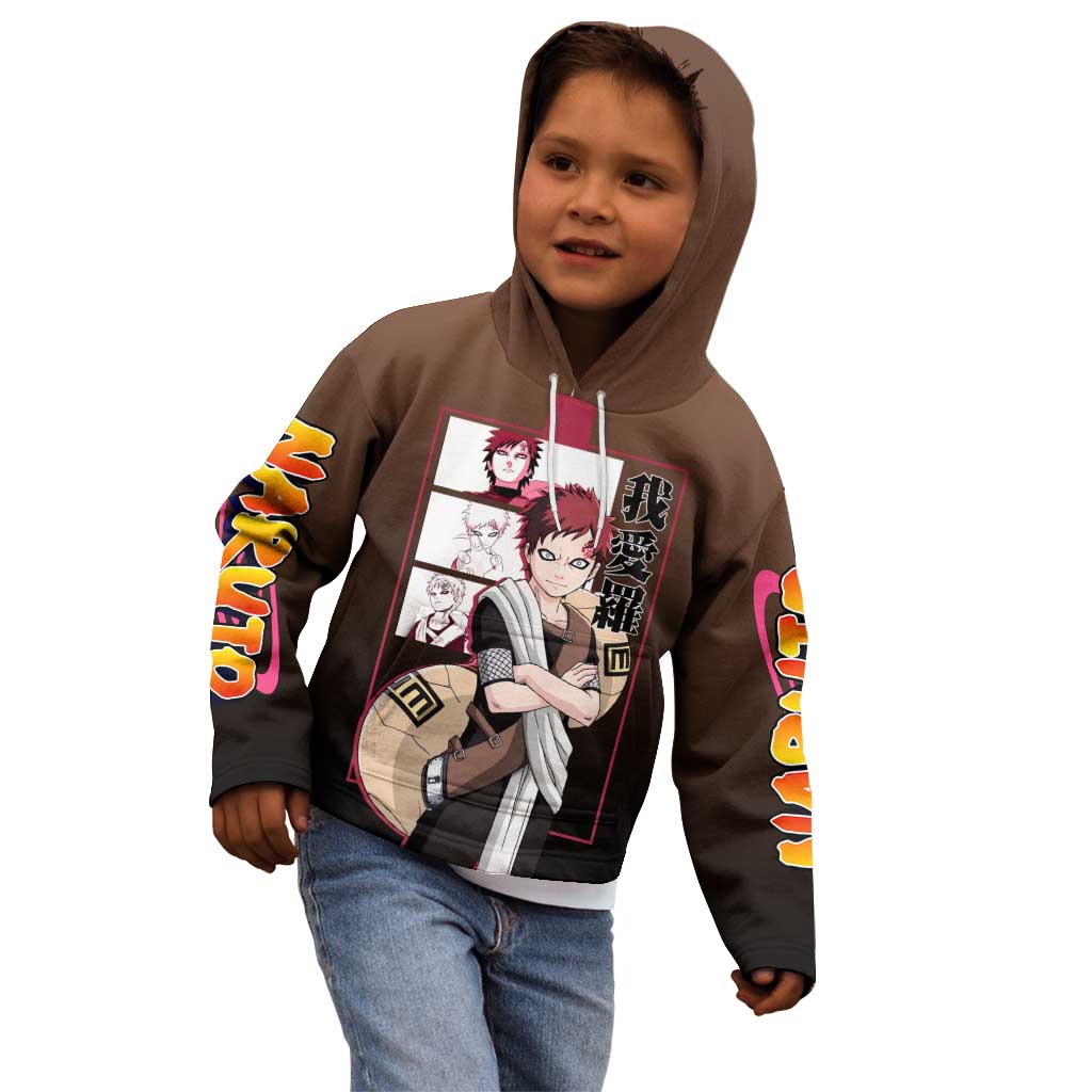 Gaara Naruto Kid Hoodie Sand Powers and Fierce Battle Pose Design - The Mazicc