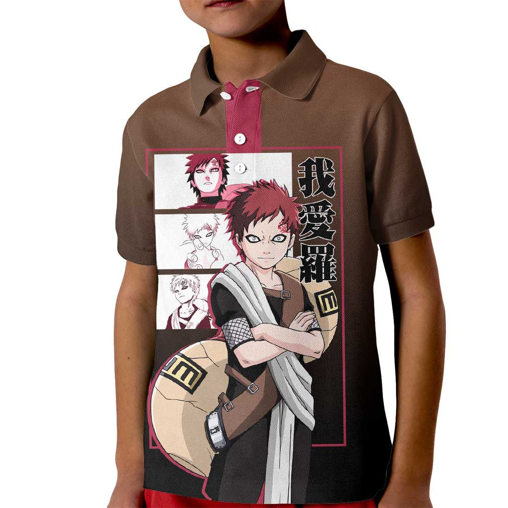 Gaara Naruto Kid Polo Shirt Sand Powers and Fierce Battle Pose Design - The Mazicc
