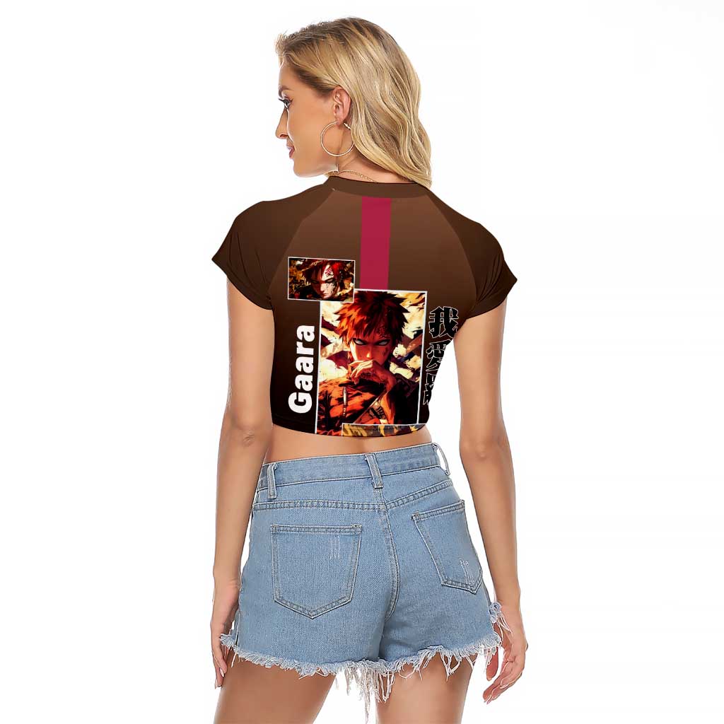 Gaara Naruto Raglan Cropped T Shirt Sand Powers and Fierce Battle Pose Design - The Mazicc