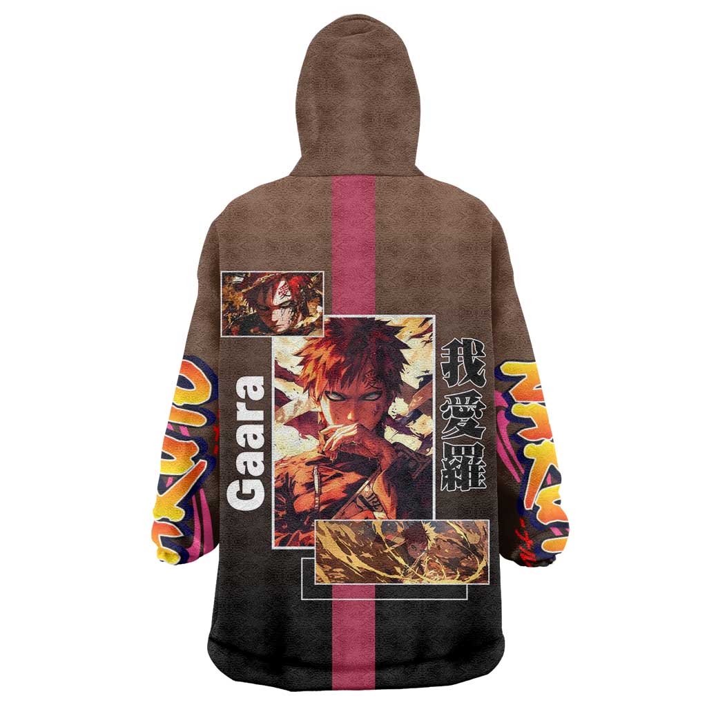 Gaara Naruto Wearable Blanket Hoodie Sand Powers and Fierce Battle Pose Design - The Mazicc