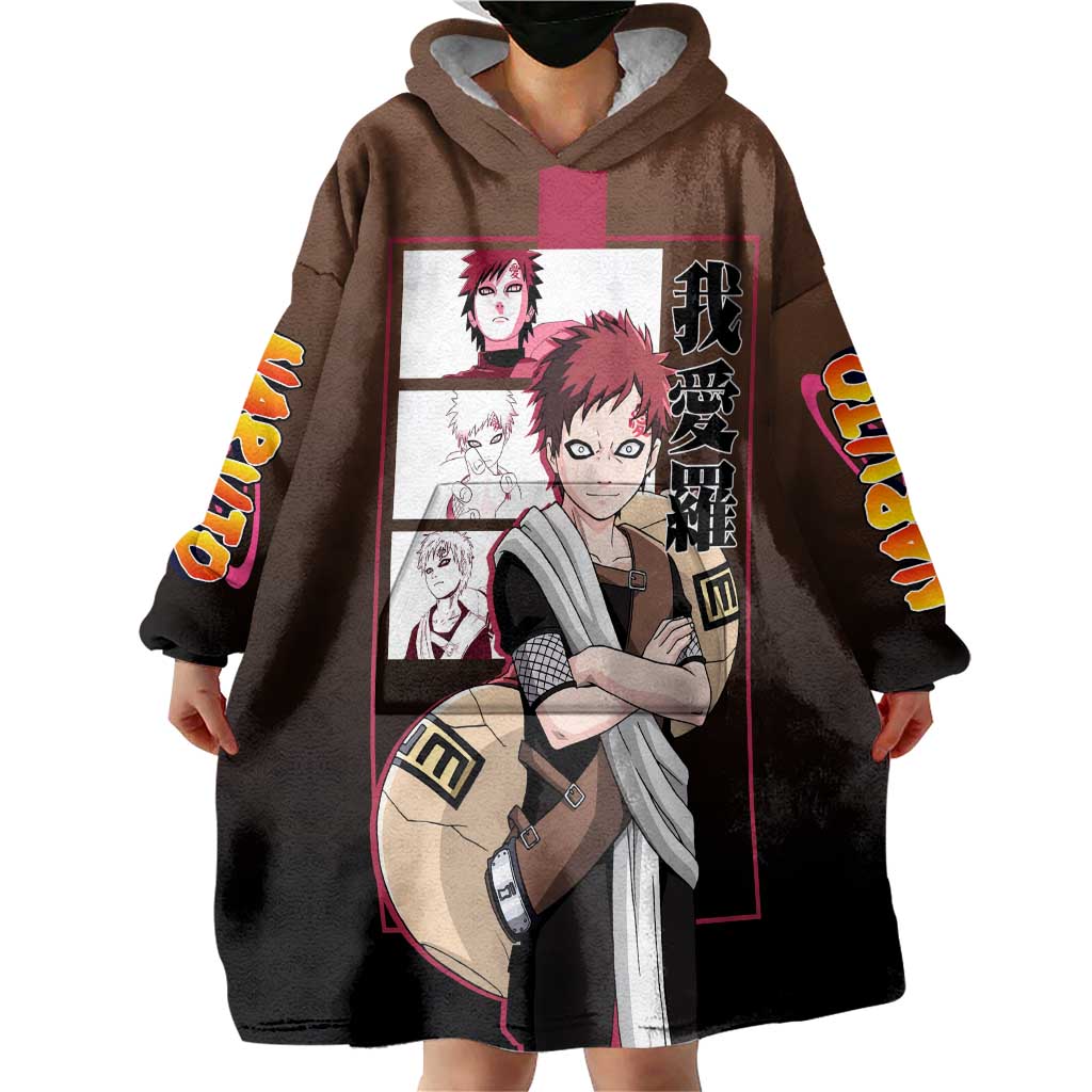 Gaara Naruto Wearable Blanket Hoodie Sand Powers and Fierce Battle Pose Design - The Mazicc