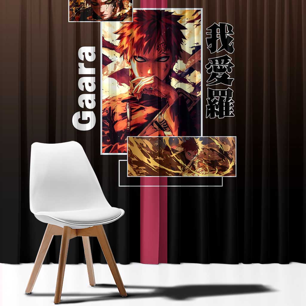 Gaara Naruto Window Curtain Sand Powers and Fierce Battle Pose Design - The Mazicc