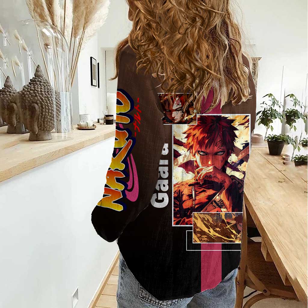 Gaara Naruto Women Casual Shirt Sand Powers and Fierce Battle Pose Design - The Mazicc