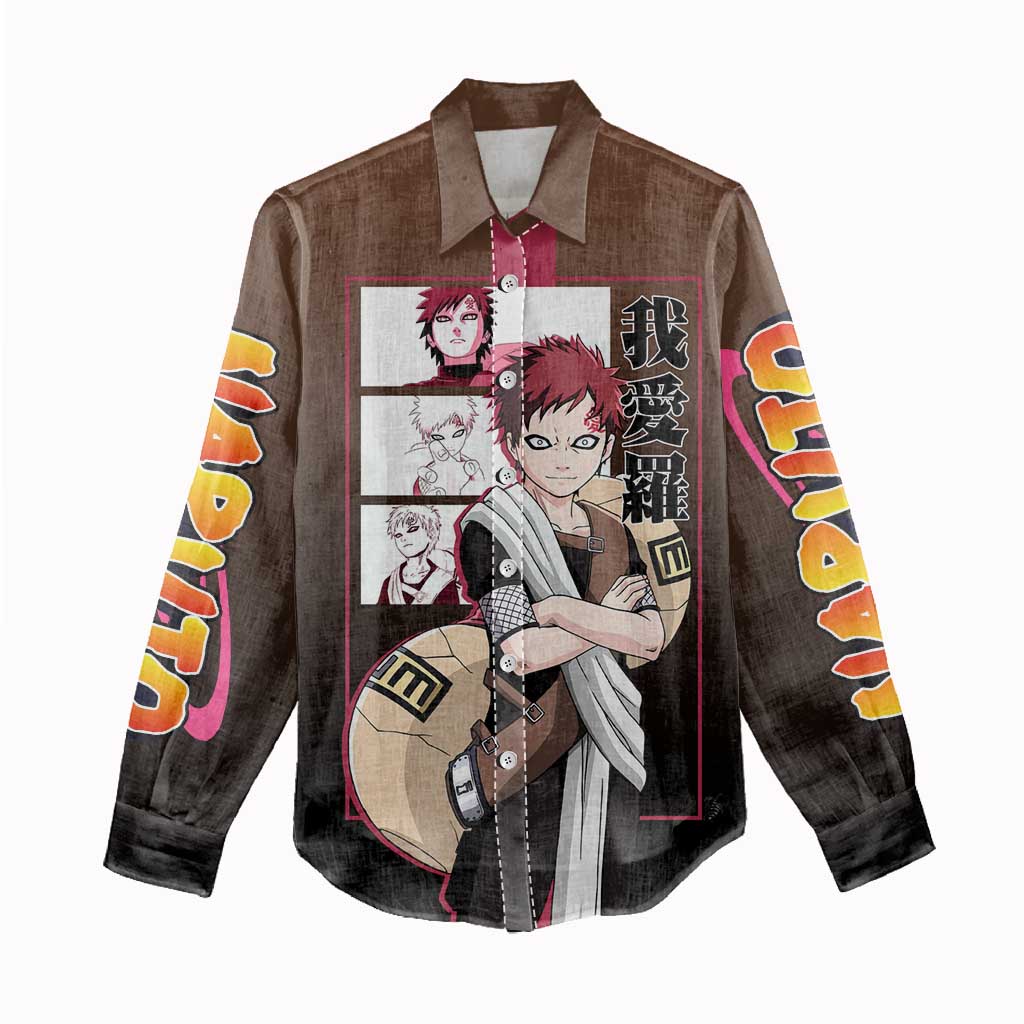 Gaara Naruto Women Casual Shirt Sand Powers and Fierce Battle Pose Design - The Mazicc