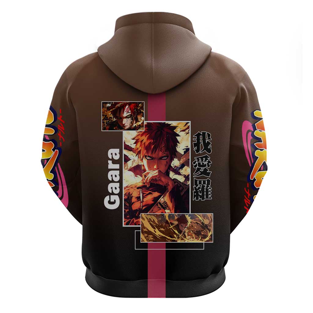 Gaara Naruto Zip Hoodie Sand Powers and Fierce Battle Pose Design - The Mazicc