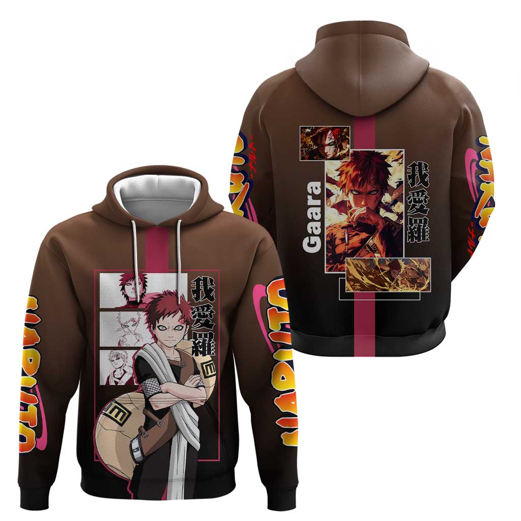 Gaara Naruto Zip Hoodie Sand Powers and Fierce Battle Pose Design - The Mazicc