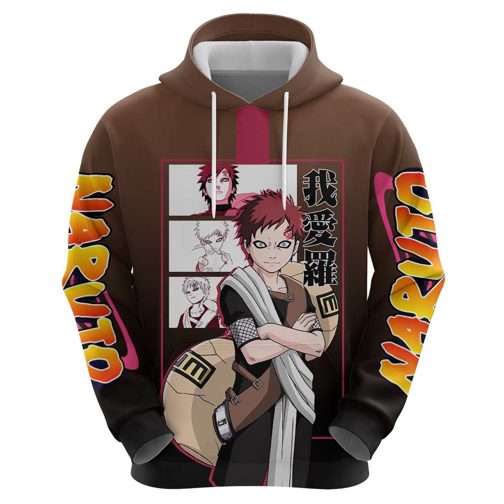 Gaara Naruto Zip Hoodie Sand Powers and Fierce Battle Pose Design - The Mazicc