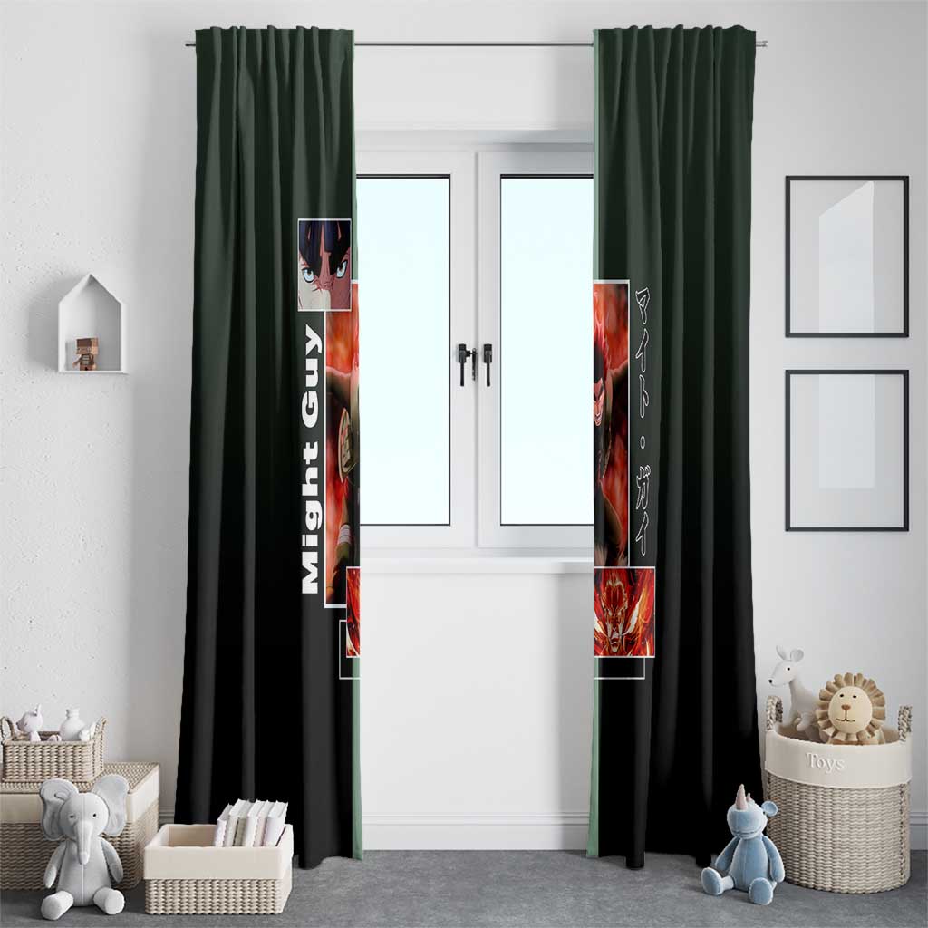 Might Guy Naruto Window Curtain with Green Jumpsuit and Energetic Taijutsu Pose Design - The Mazicc