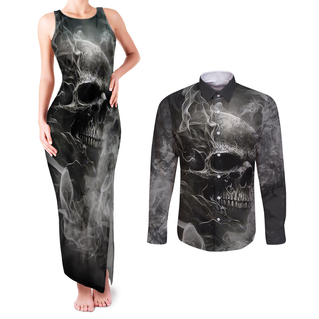 hello-darkness-my-old-friend-skull-couples-matching-tank-maxi-dress-and-long-sleeve-button-shirts