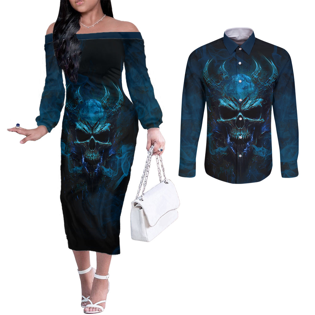 if-you-treat-me-like-and-option-ill-leave-you-like-a-choice-couples-matching-off-the-shoulder-long-sleeve-dress-and-long-sleeve-button-shirts