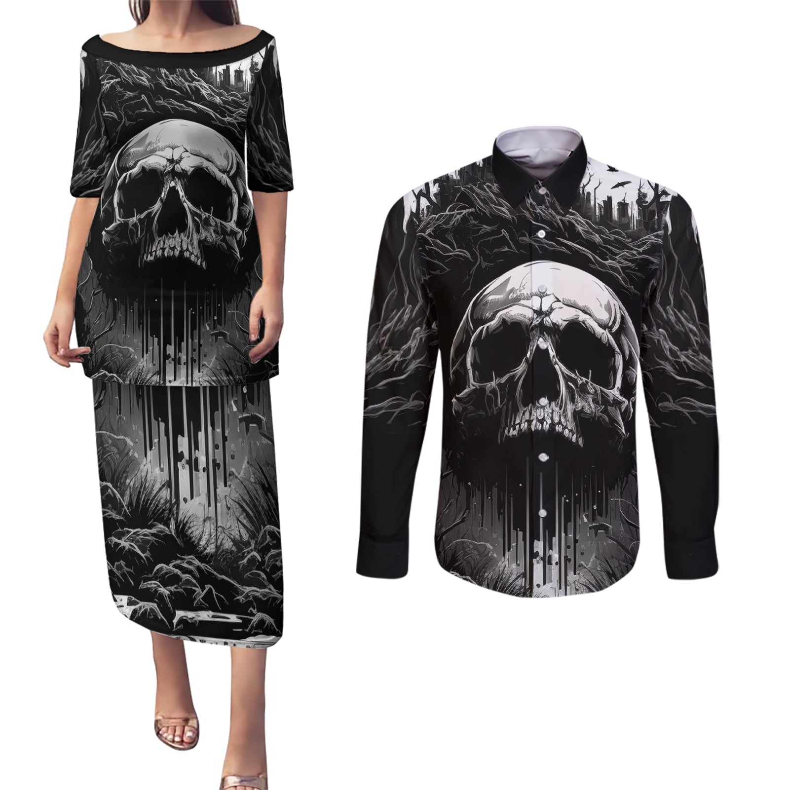 if-i-stand-alone-i-know-im-with-someone-i-can-trust-skull-couples-matching-puletasi-dress-and-long-sleeve-button-shirts