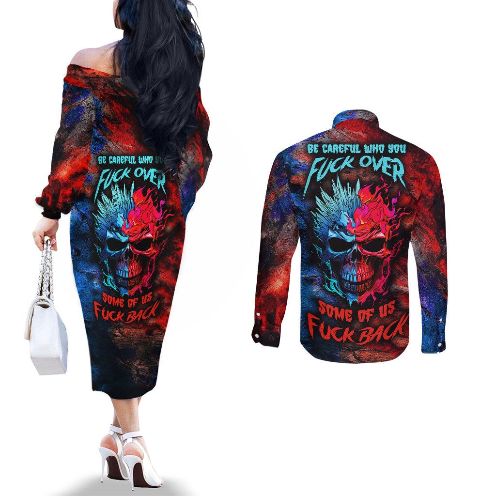 be-careful-skull-couples-matching-off-the-shoulder-long-sleeve-dress-and-long-sleeve-button-shirts