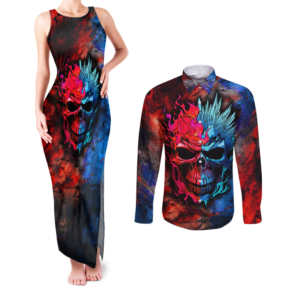 be-careful-skull-couples-matching-tank-maxi-dress-and-long-sleeve-button-shirts