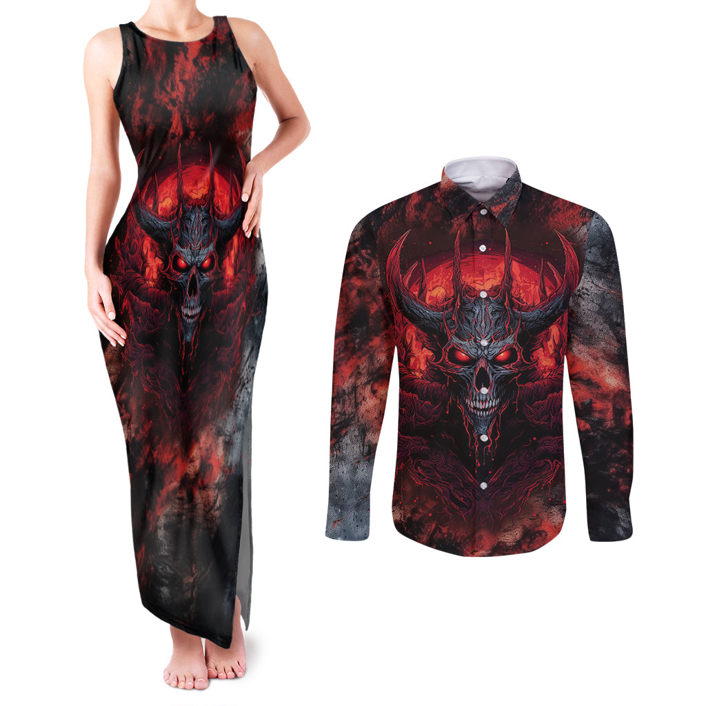 i-can-fix-stupid-but-its-gonna-hurt-skull-couples-matching-tank-maxi-dress-and-long-sleeve-button-shirts