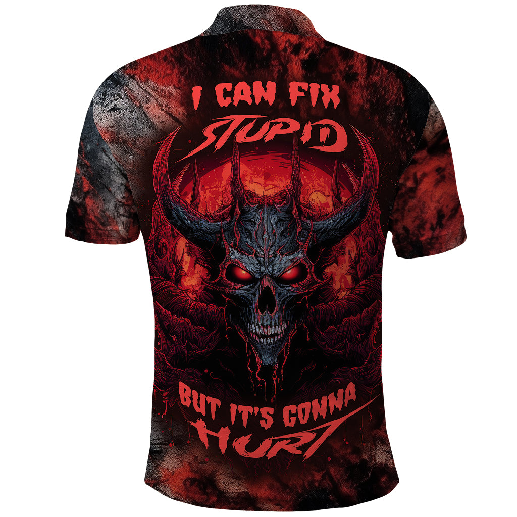 i-can-fix-stupid-but-its-gonna-hurt-skull-polo-shirt